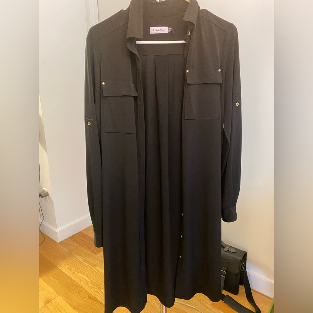 Calvin Klein black lightweight long jacket